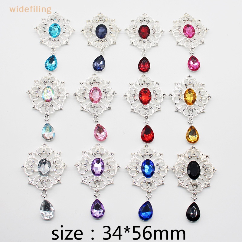 Mặt Dây Chuyền Phẳng Bằng Hợp Kim Bạc Đính Đá 34 * 56mm Dùng Làm Phụ Kiện Trang Trí Tóc DIY