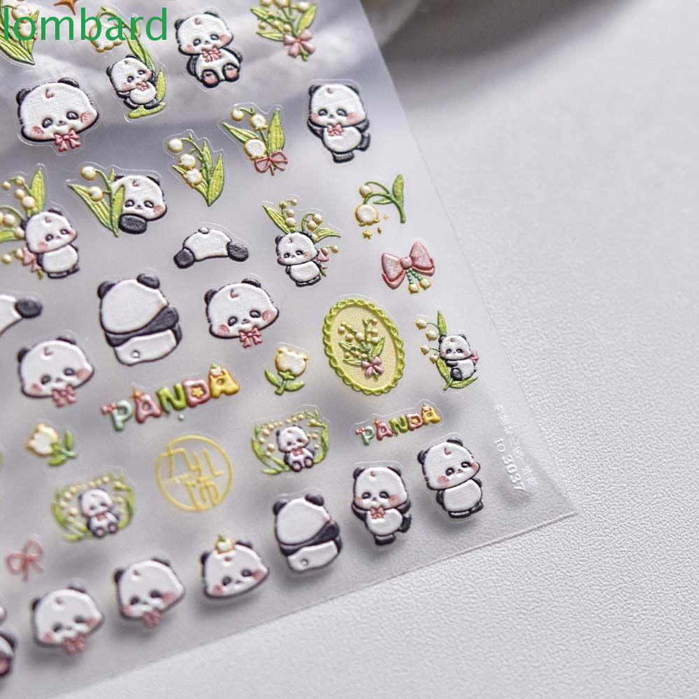 Miếng Dán Trang Trí Móng Tay Hình Gấu Trúc Thỏ Đáng Yêu