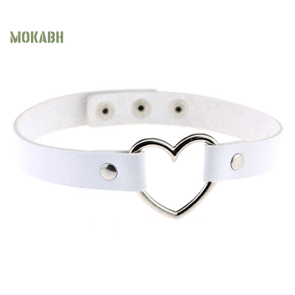 Vòng Cổ Choker Giả Da Họa Tiết Trái Tim Rỗng Phong Cách Gothic Punk