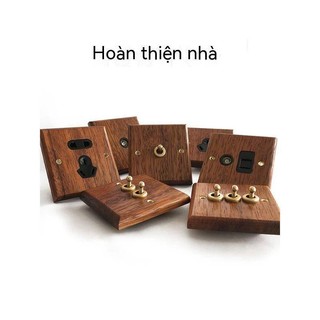 Bảng công tắc cần gạt bằng đồng thau họa tiết vân gỗ trơn thủ công 86
