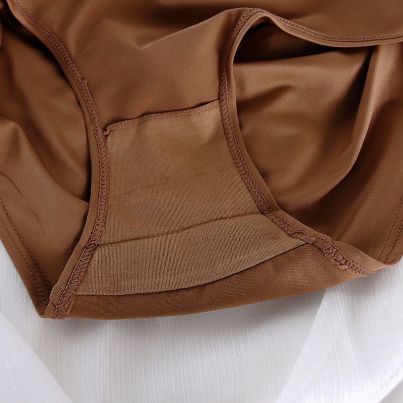 Quần Lót Lụa Không Đường May Lưng Cao Màu Sắc Đơn Giản Thoáng Khí Thoải Mái Cho Nữ