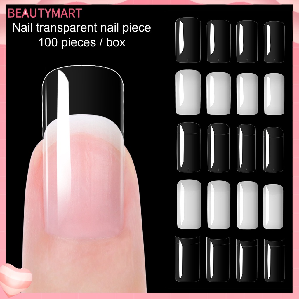 Bộ 100 Móng Tay Giả Trong Suốt Dùng Nối Dài Liền Mạch