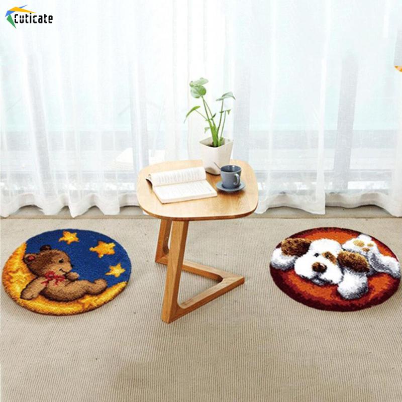 Lưới làm thảm CUTICATE hình tròn bằng vải bạt màu trắng 38cm / 15in