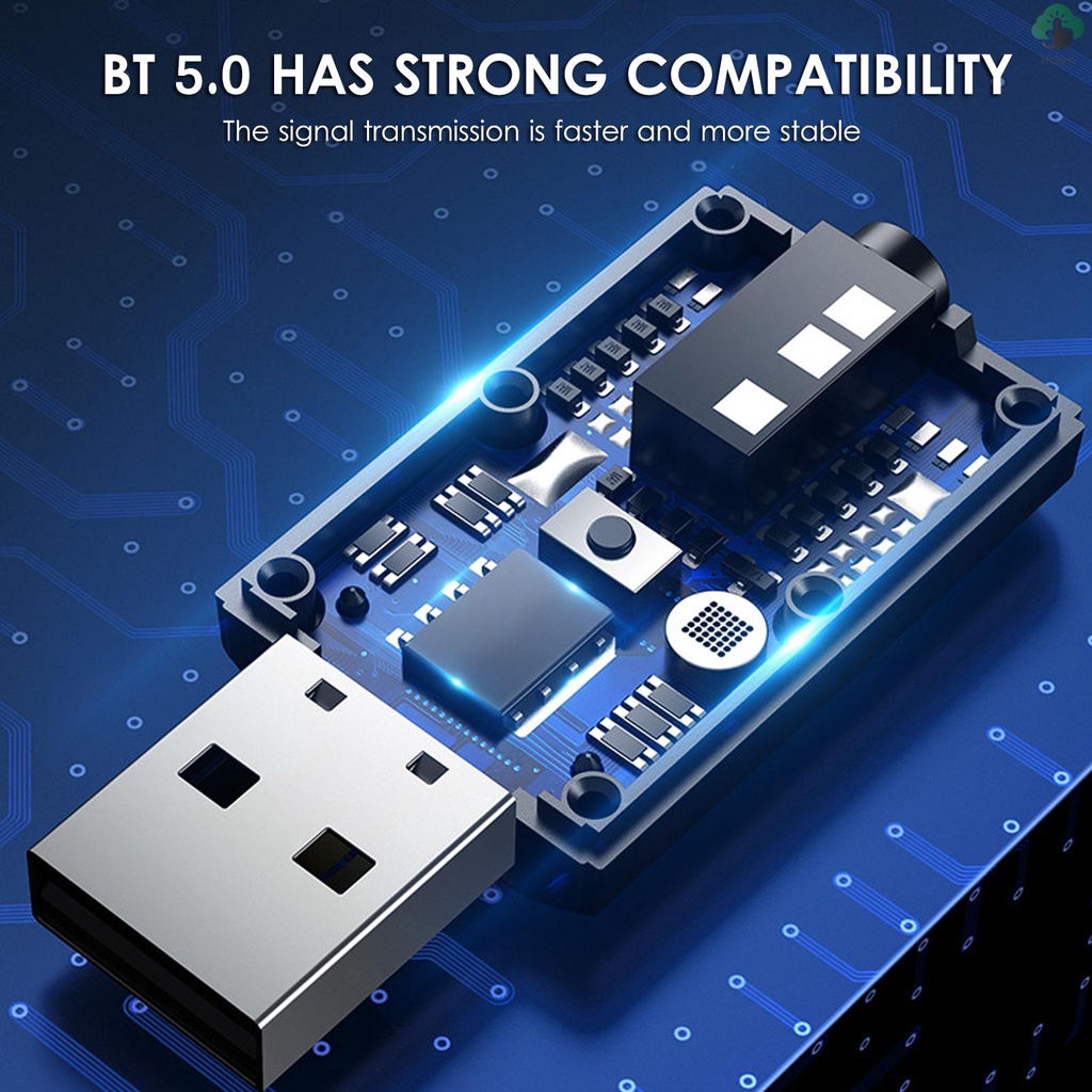 Usb BT5.0 Truyền Tín Hiệu Âm Thanh Không Dây Khoảng Cách Thấp Với Cáp Âm Thanh 3.5mm