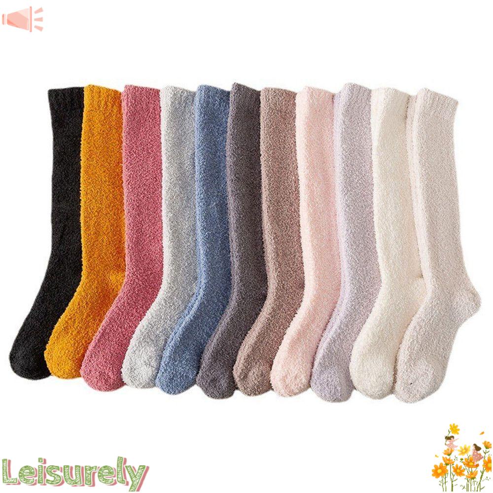 LEILY Vớ Nhung San Hô Mềm Mại Thoáng Khí Thời Trang Mùa Đông Cho Nam Và Nữ