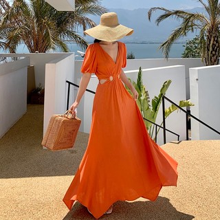 Đầm Cổ Chữ V Hở Eo Thanh Lịch Thời Trang Mùa Hè