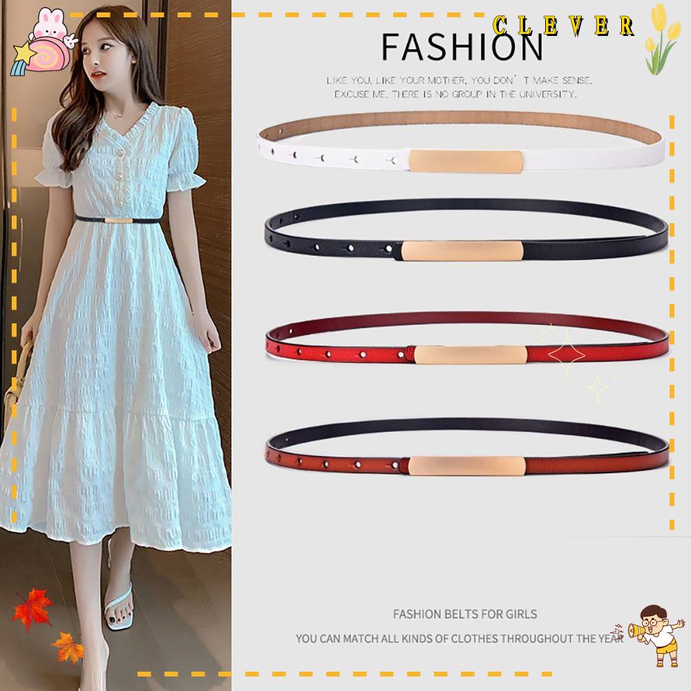 CLEVER Thắt Lưng Da Pu Màu Trơn Đơn Giản Thời Trang Cho Nữ
