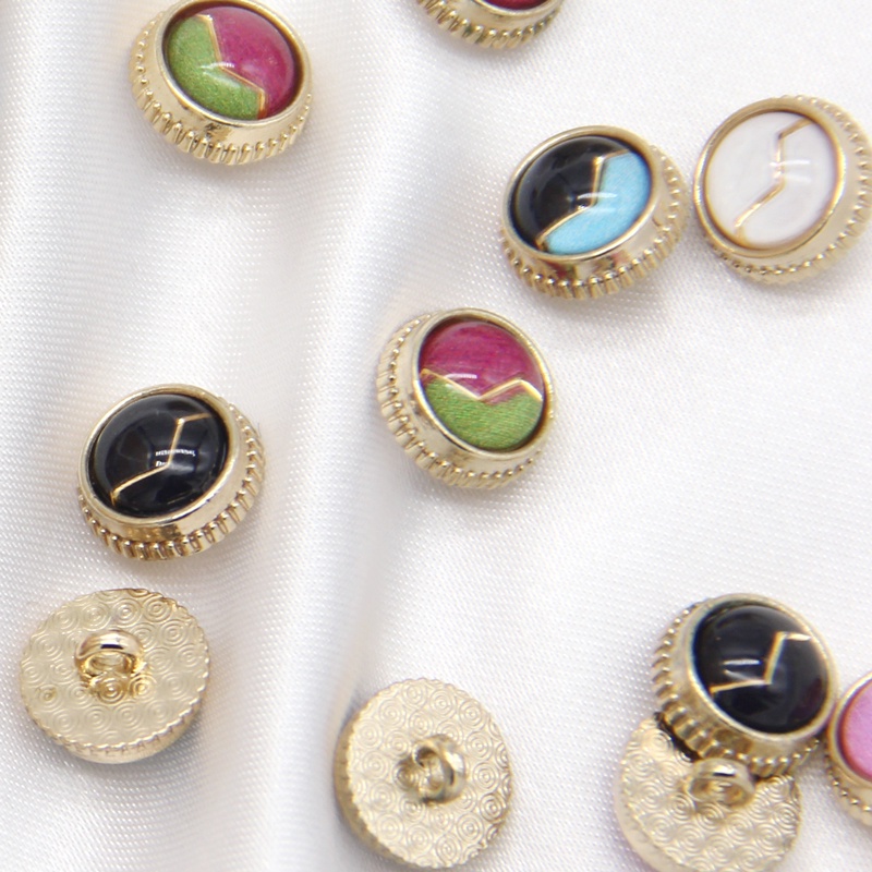 Set 10 Nút Áo Kim Loại 11mm Hình Sấm Sét Màu Vàng