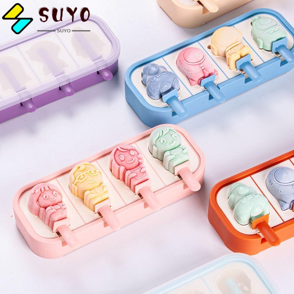 SUYO 2 Khuôn Làm Kem Que Bằng Silicone Tái Sử Dụng Được Cho Trẻ Em