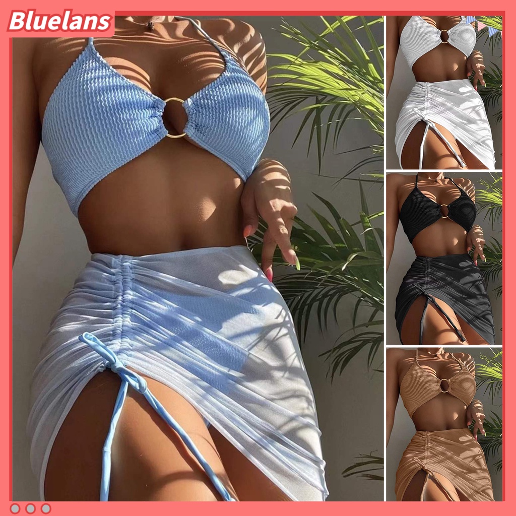 Bộ Bikini 3 Mảnh Hở Lưng Có Dây Rút Gợi Cảm Cho Nữ