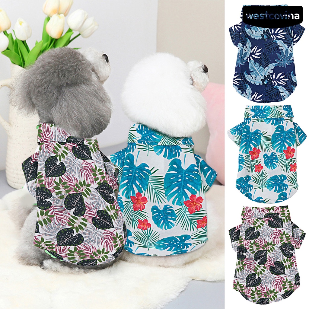 [COD]♞Băng Dính Cài Cổ Áo In Họa Tiết Lá Cây Phong Cách Hawaii Dành Cho Cún Cưng