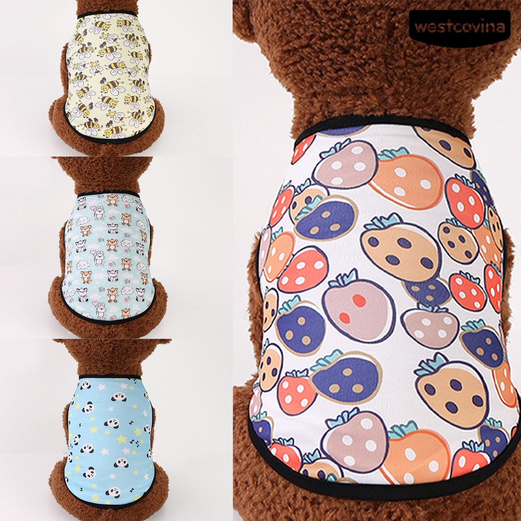 [COD]♞Áo Thun Không Tay Hai Lớp Bằng Polyester In Họa Tiết Hoạt Hình Dễ Thương Dành Cho Cún Cưng