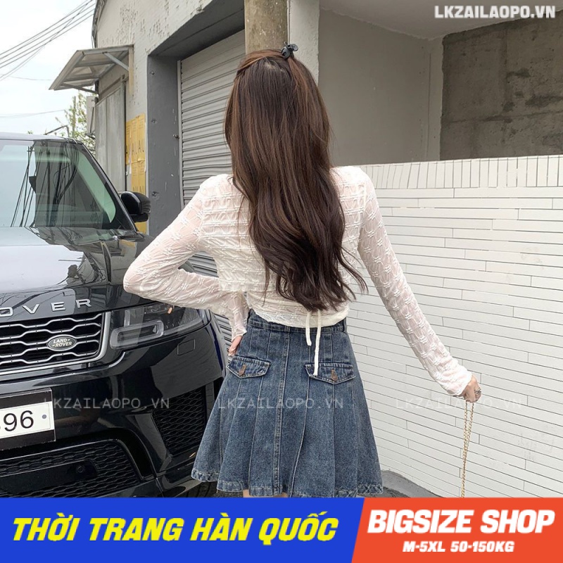 Chân váy bò ngắn Bigsize chân váy nữ jean lưng cao chữ a xếp ly mùa hè Phong Cách hàn quốc đẹp Thanh Lịch cho nữ