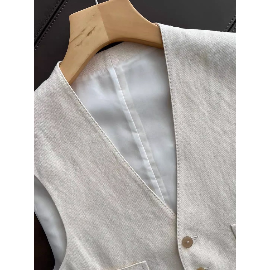 Ảnh Thật [MIBU] Ảnh Chụp Thật]✨Bộ Áo Cotton Lanh Mỏng Ôm Eo Điều Chỉnh Được + Quần Ống Rộng Thời Trang Mùa Hè Phong Cách Mới Cho Nữ