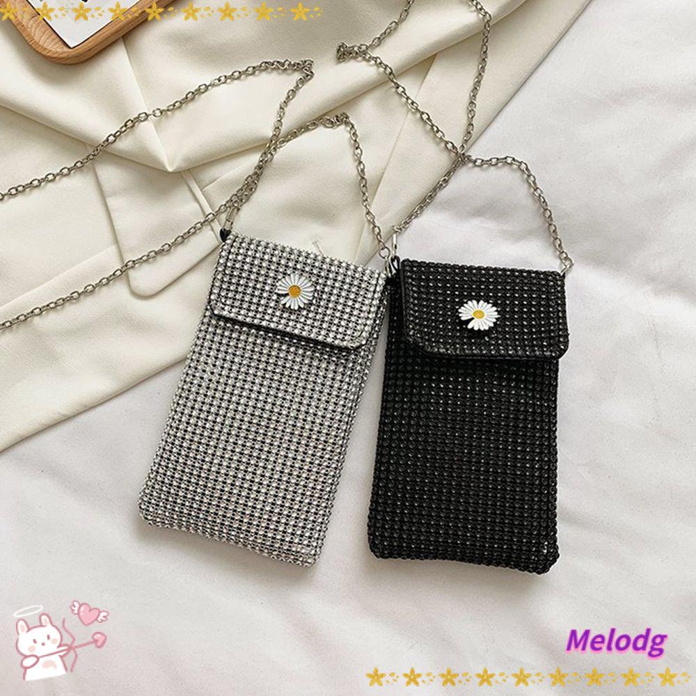 MELODG Túi Đeo Chéo Đính Đá Thời Trang Cho Nữ