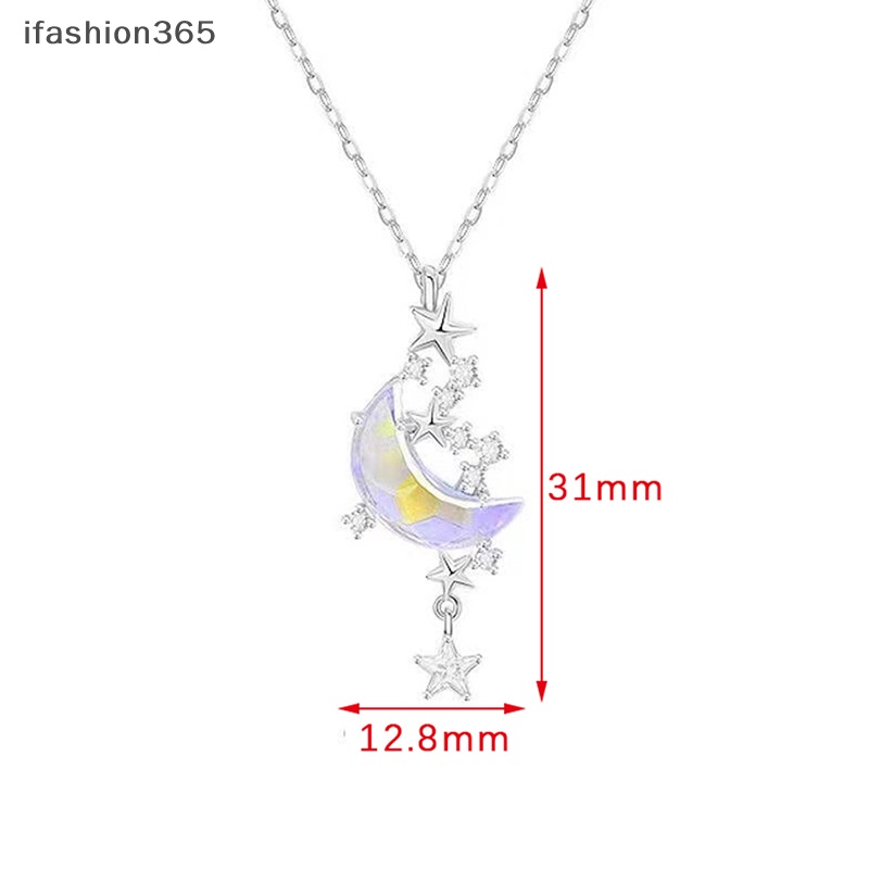 Vòng cổ Bằng Thép Titan Mặt Đá Mặt Trăng Và Ngôi Sao Thời Trang Lãng Mạn ifashion365