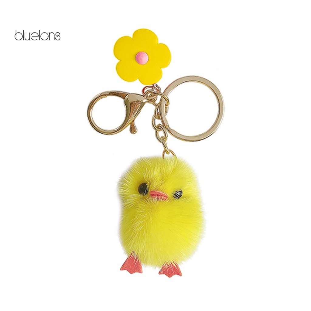 Móc Khóa Hình Gà Con Phủ Lông Chồn Dễ Thương Dùng Làm Quà Tặng