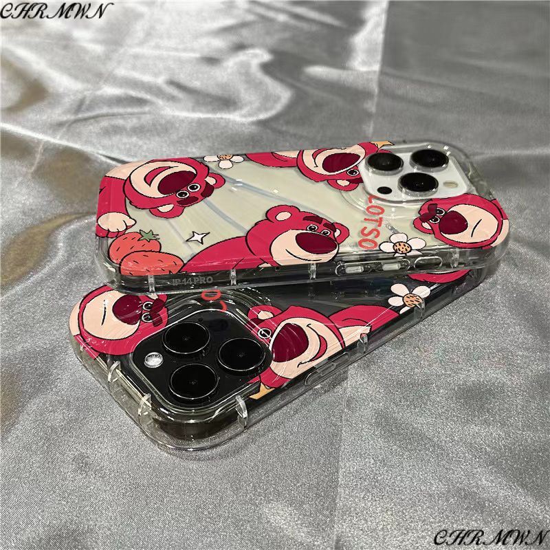 Ốp Điện Thoại Mềm Trong Suốt In Hình Gấu Và Dâu Tây Dễ Thương Cho Iphone 8 14Promax / sinsxr plus / 7111312 Phấn Trang Điểm 2Glwwwww 2Glwwww