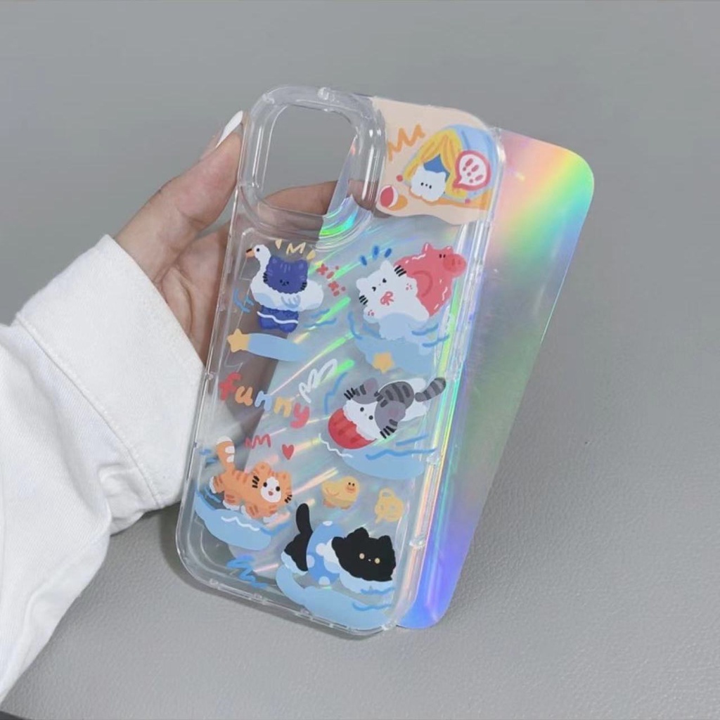 Ốp Điện Thoại Dẻo Màu Laser Họa Tiết Hoạt Hình Hello Kitty Dễ Thương Cho Iphone14 138p7 12 promax11 ASMR