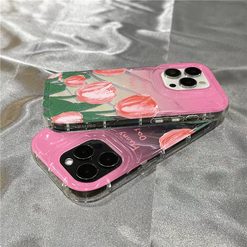 Ốp Điện Thoại Mềm Trong Suốt Họa Tiết Hoa Tulip Dễ Thương Cho Iphone 14Promax 13127 11 / 8Plus xr 9ZNG