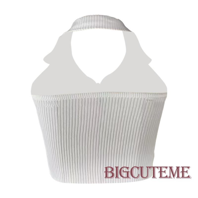 Áo Croptop Dệt Kim Màu Sắc Đơn Giản Không Tay Phối Khóa Kéo Thời Trang Mùa Hè Cho Nữ