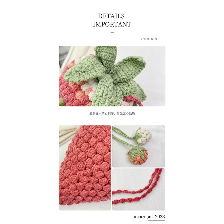 Túi Đeo Vai Đan Len Hình Quả Dâu Tây Phong Cách Mới 2023 Thời Trang Sáng Tạo Cho Nữ