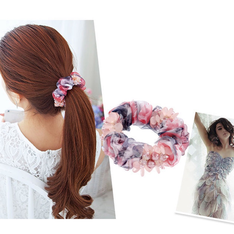 Ygt Dây Buộc Tóc Đuôi Ngựa Bằng Da Đính Pha Lê Phong Cách Hàn Quốc Dành Cho Nữ