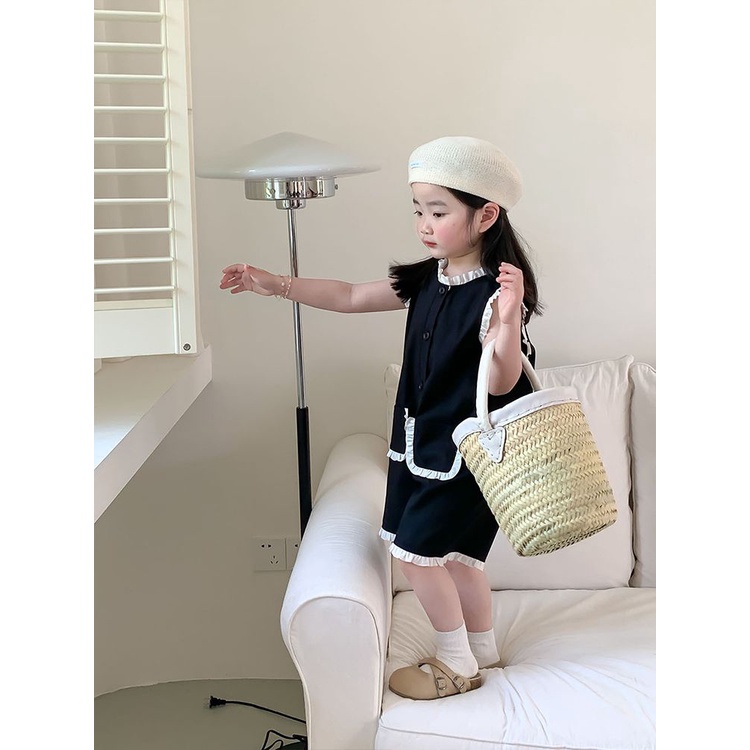 Cô gái ren jumpsuit mùa hè mới bé gái Hàn Quốc jumpsuit phong cách phương Tây mỏng áo búp bê không tay