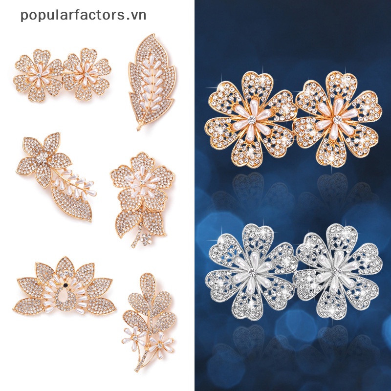 Ghim Cài Áo Hình Hoa Lá Đính Ngọc Trai Thời Trang Cho Nữ