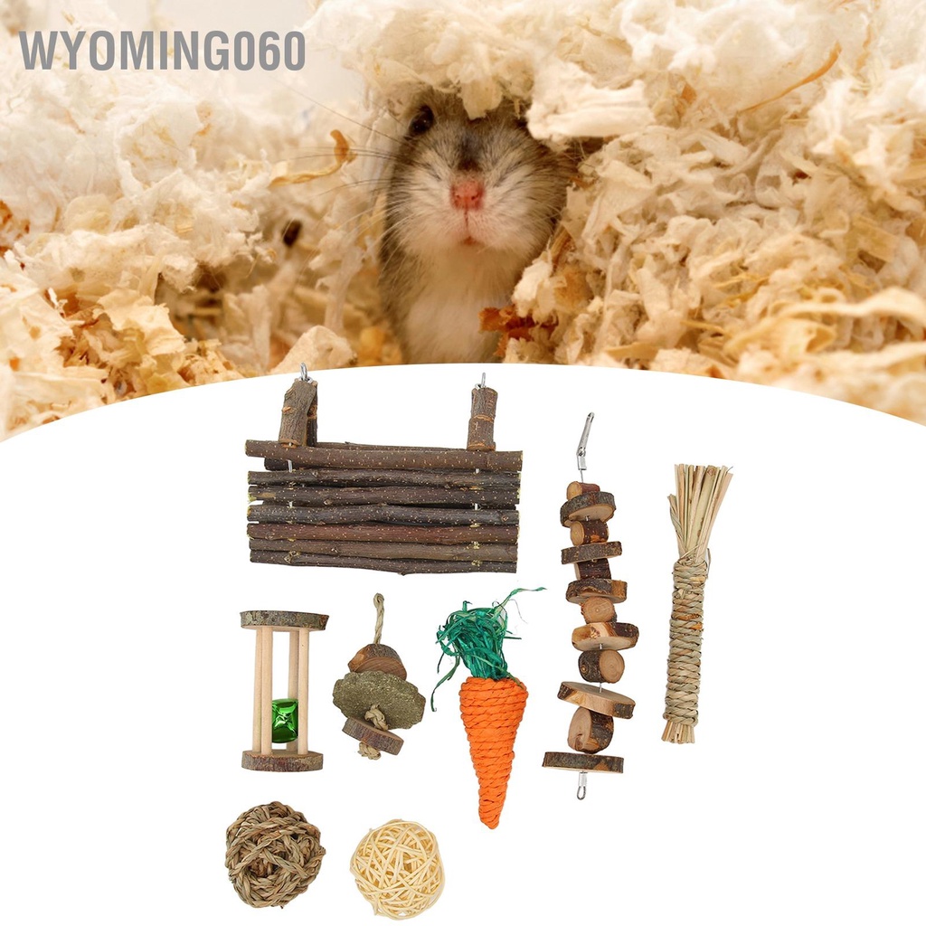 Wyoming060 Hamster Nhai Đồ Chơi Mài Răng Đường Hầm Đu Cỏ Dây Mây Bóng Chuông Con Lăn Bánh Thú Cưng Nhỏ Bộ
