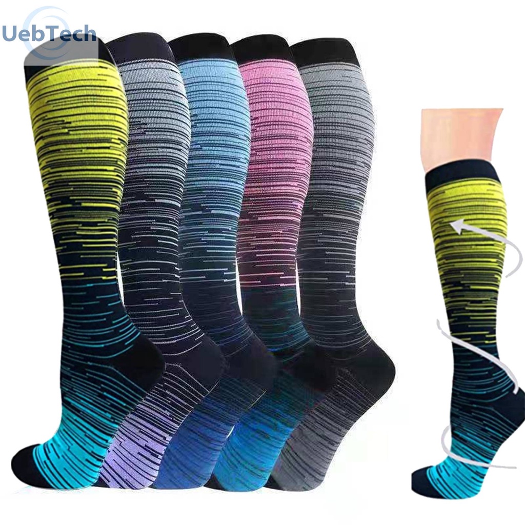 Set 5 Cặp Vớ Thể Thao Thoáng Khí Họa Tiết Sọc Hiệu Ứng Đẹp Mắt