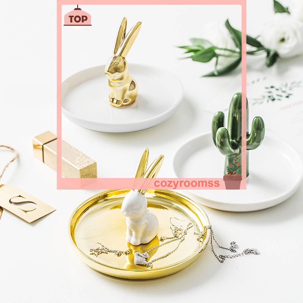 Giá Đỡ Trưng Bày Nhẫn Hình Thỏ Bằng Gốm Trang Trí Tiệc Cưới