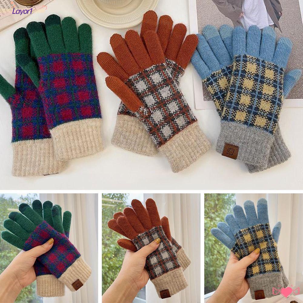 LAYOR1 Găng Tay Giả Len Toàn Bộ Chạm Cảm Ứng Chống Gió Cho Nữ