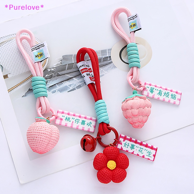 Purelove &gt; Móc Chìa Khóa Xe Hơi / Túi Xách Bằng Nhựa Resin Hình Quả Dâu Sáng Tạo Thích Hợp Làm Quà Tặng