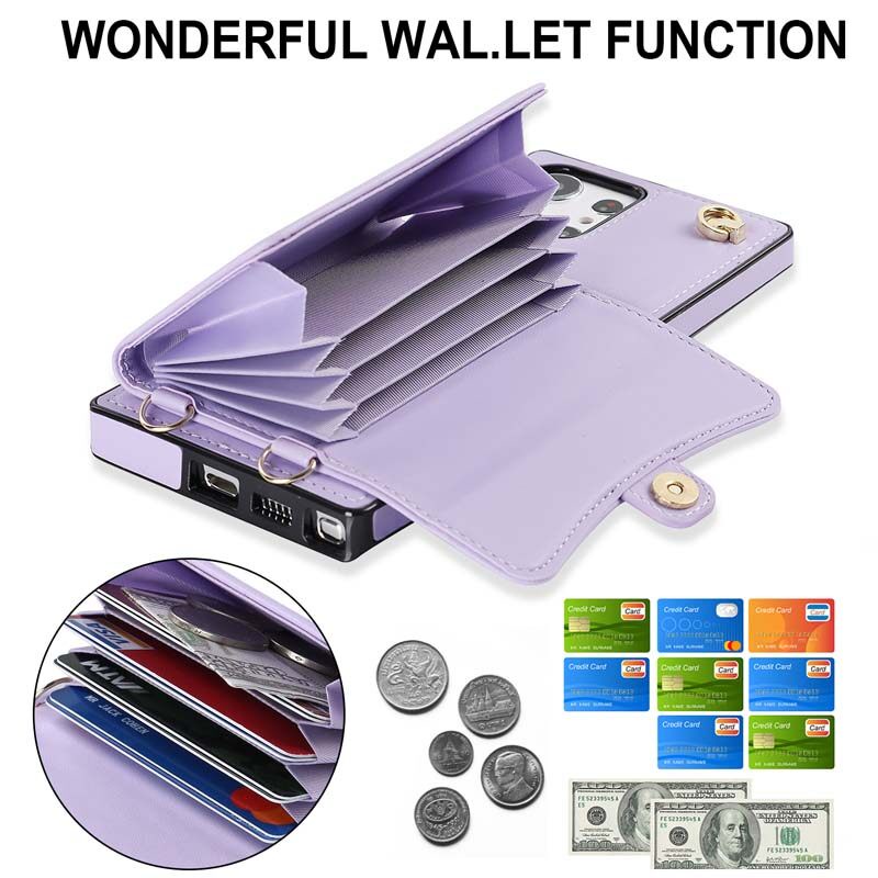 Dành Cho Samsung S24 Ultra Ví Đựng Thẻ, Bao Da RFID Chặn Có Dây Đeo Cổ Tay Cho S24 Plus, S23 Ultra, S23 FE, S22 Ultra, S21 Ultra, S20 Ultra, Note 20 Ultra, Note 10 Plus