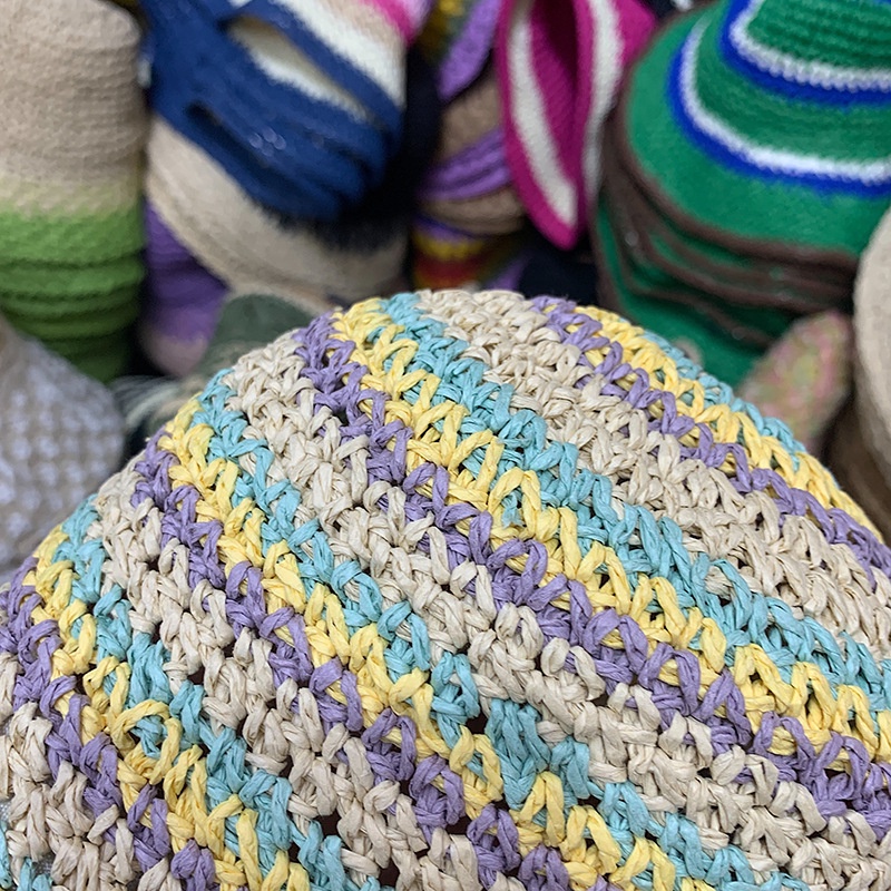 Mũ Cói Rộng Vành Thoáng Khí Phối Màu Sắc Tương Phản Thời Trang Mùa Hè Cho Nữ