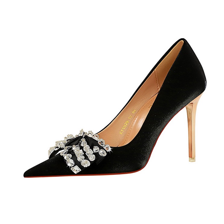 Giày cao gót BIGTREE 10.5cm mũi nhọn đính đá thời trang dành cho nữ