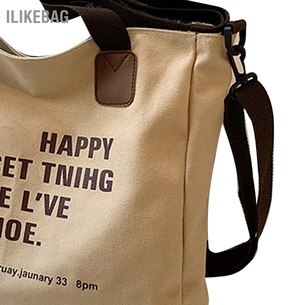 Ilikebag Đơn Giản Túi Vải Nữ Công Suất Lớn Xách In Chữ Có Dây Kéo