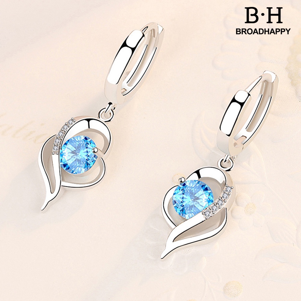 Bông Tai Hình Trái Tim Đính Đá Thời Trang Dành Cho Nữ