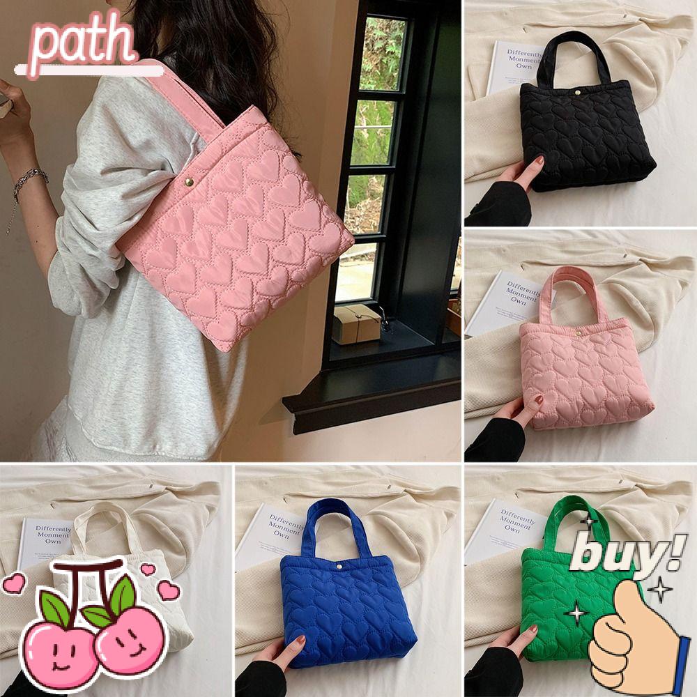 PATH Túi Tote Có Đệm Cotton Màu Trơn Sức Chứa Lớn Có Tay Cầm Thời Trang Du Lịch