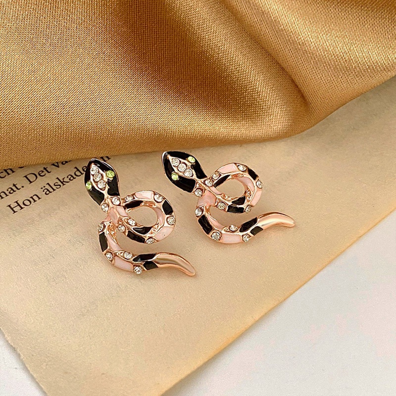 Ygt Set Khuyên Tai Hình Rắn Đính Đá Zircon Màu Sắc Tương Phản Thời Trang Cho Nữ