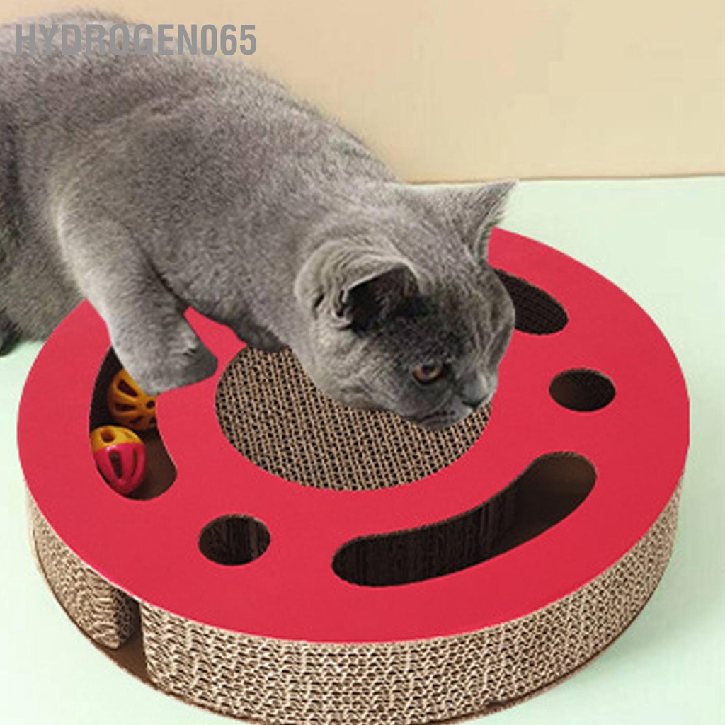 Hydrogen065 Cat Scratcher Pad Đồ chơi tương tác 3 trong 1 cào hình tròn dày cho mèo con có chuông bóng