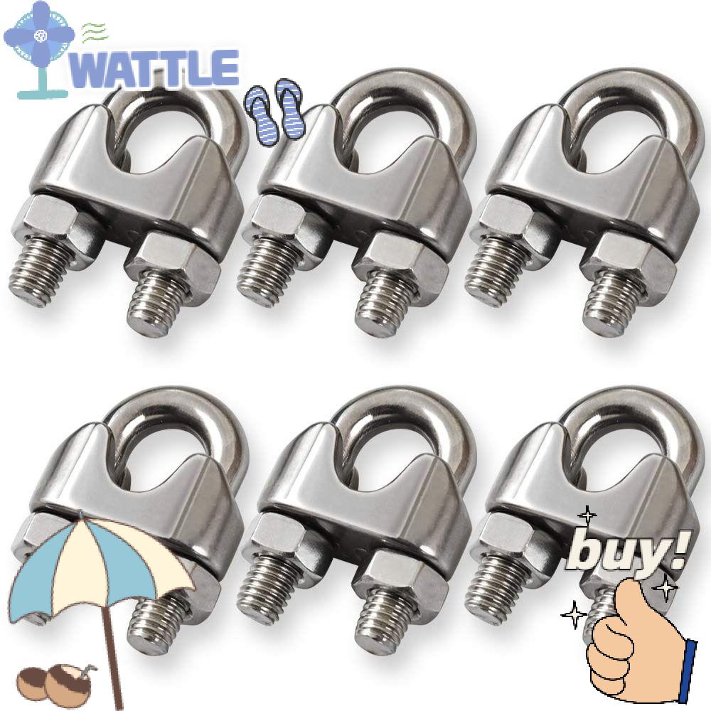WTTLE Set 6 Kẹp Dây U M10 Bằng Thép Không Gỉ 304 3 / 8 Inch Chất Lượng Cao