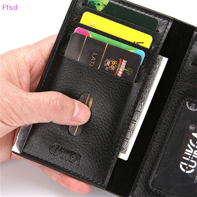 Ví Da PU Mỏng Đựng Thẻ / Tiền Xu Nhiều Ngăn Đa Năng Cho Nam {Ffsd}