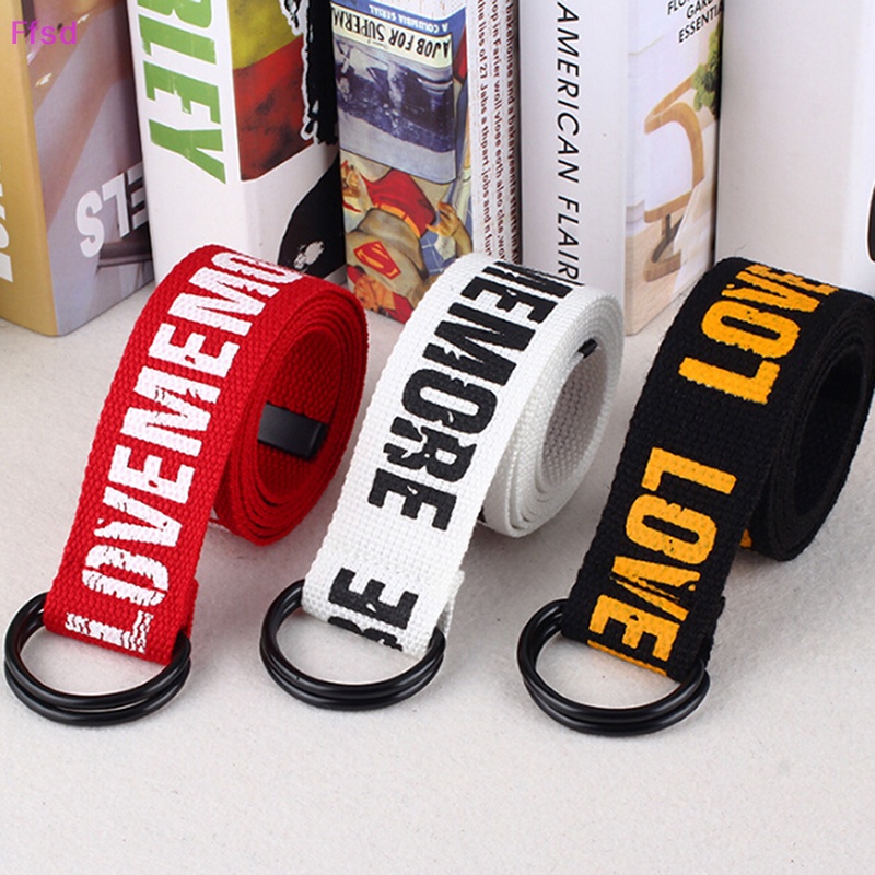 {Ffsd} Thắt Lưng Vải Canvas Hai Lớp In Chữ D Phong Cách Harajuku Thời Trang Unisex * Bán Chạy