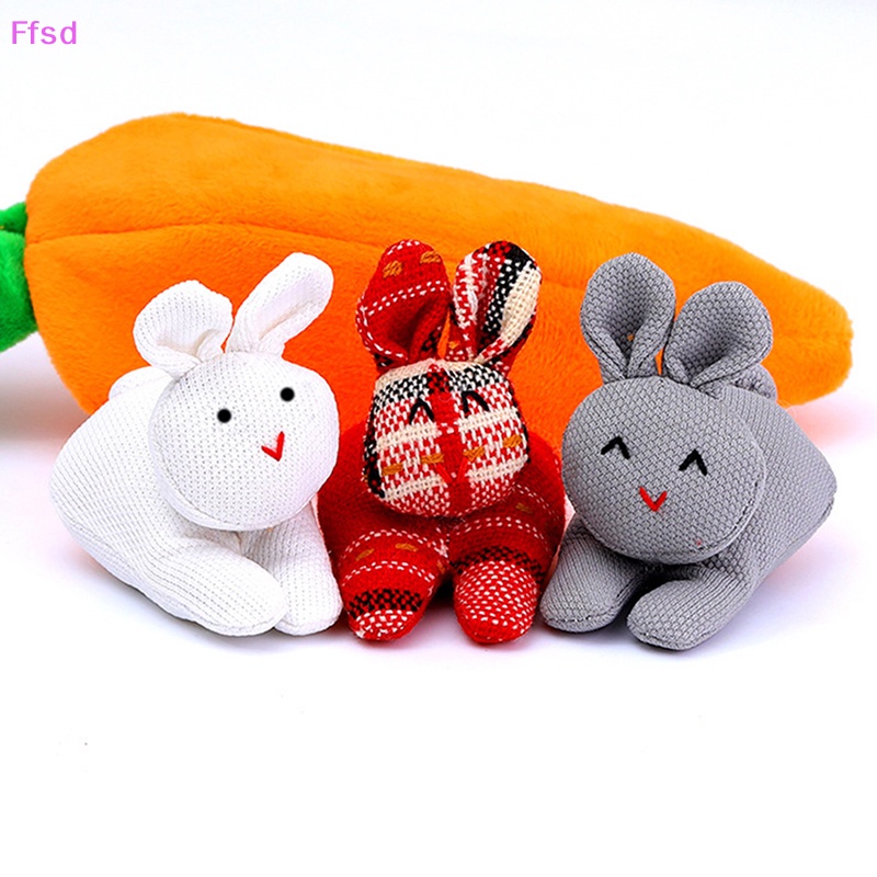 Đồ Chơi Thỏ Nhồi Bông 3 Bánh Bao Trong Ví Cà Rốt Mini Trang Trí Lễ Phục Sinh