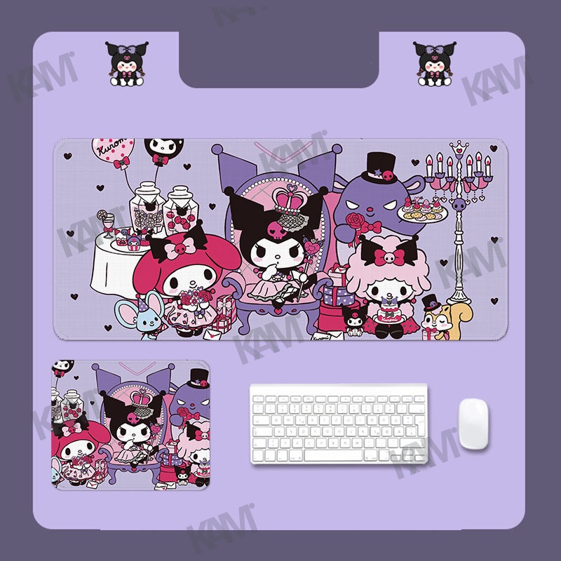 Tấm Lót Chuột Và Bàn Phím Cỡ Lớn 800Mm X 300Mm Chống Thấm Nước In Họa Tiết Hoạt Hình Sanrio Kuromi Dễ Thương Trang Trí Phòng Khách / Văn Phòng