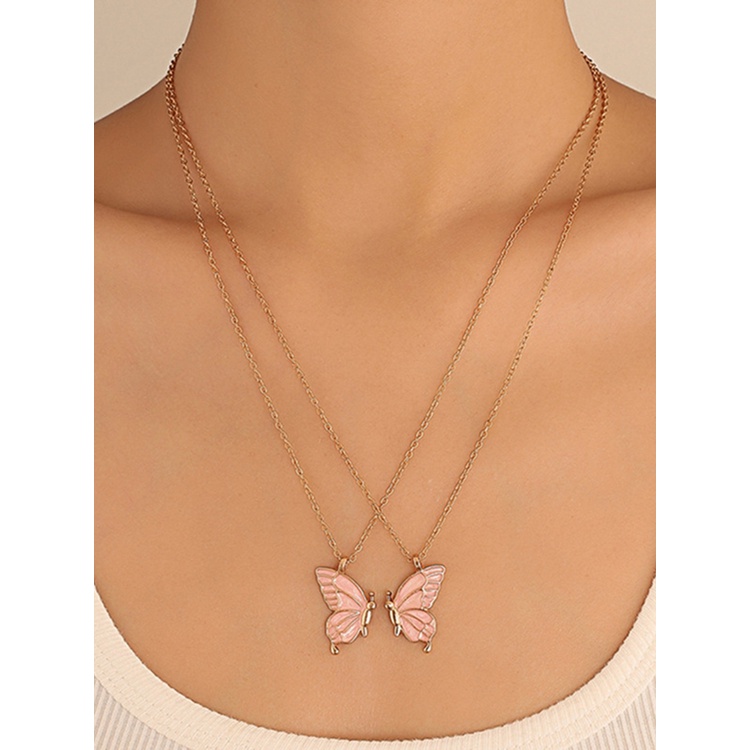 Ygt Set 2 Vòng cổ Mặt Hình Bướm Lấp Lánh Cho Nữ