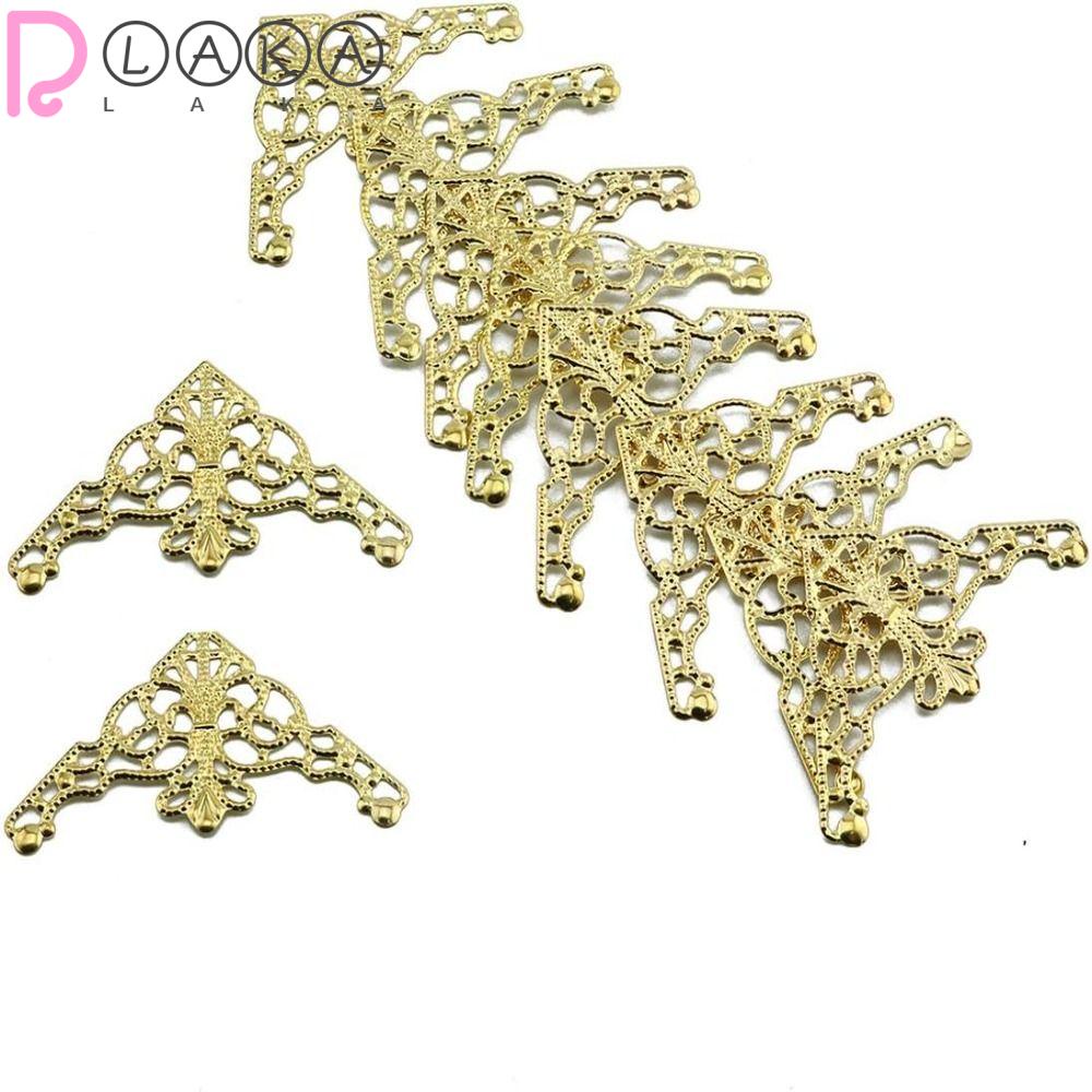 LAKAMIER Phụ Kiện Trang Trí Góc Sách Bằng Kim Loại Màu Vàng Kim Phong Cách Vintage