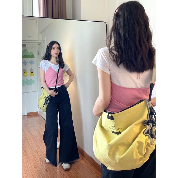 COZOK Bộ Áo Thun Ngắn Tay + Áo Hai Dây Thời Trang Hàn Quốc Gợi Cảm